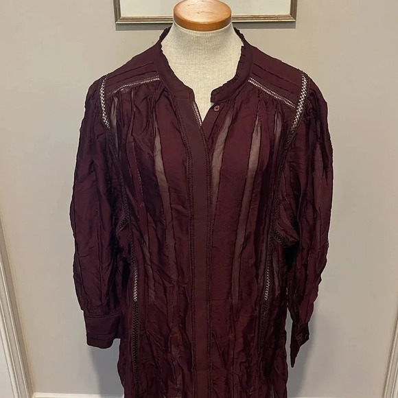 NWT!! REISS - HARRIET LACE TRIM MINI DRESS - Burgundy - Size 14 - Picture 4 of 8